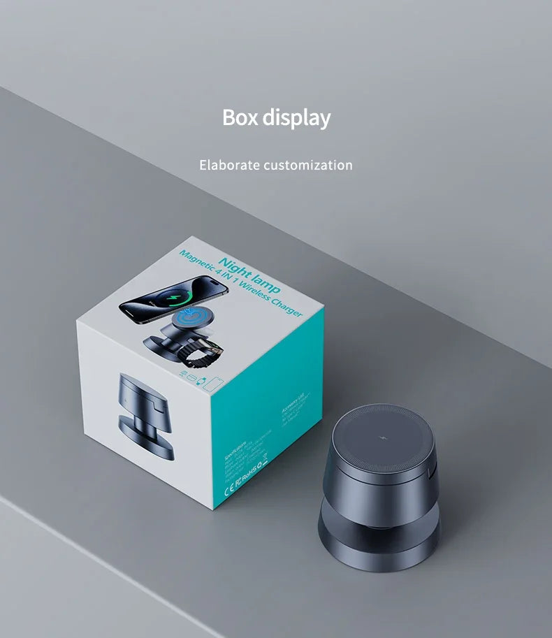 Magnetic 4 in 1 Light Phone Wireless Charger Stand For iPhone 16 15 14 13 12 Pro Max Apple Watch 9 8 Airpods Pro Fast Charging