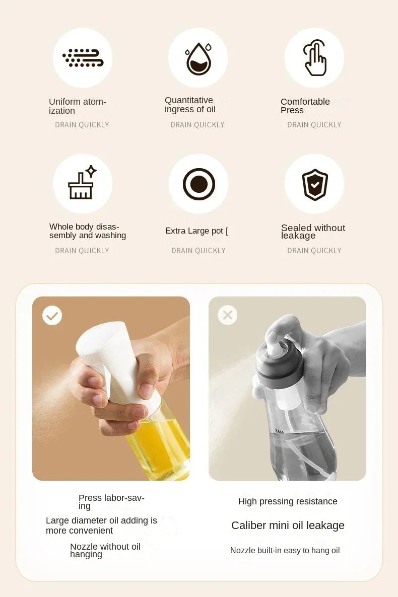 Oil Spray for Cooking Olive Oil Dispenser Plastic Bottle Sprayer Mist-Reusable Food Grade Oil Vinegar Spray Kitchen Accessories