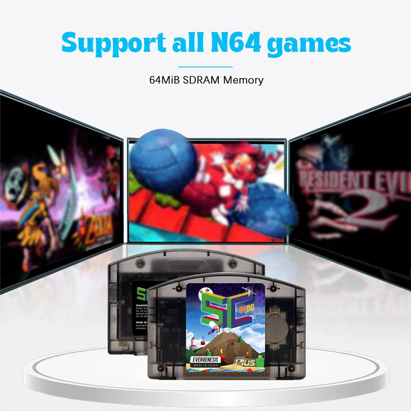 EVERGENESIS SC64 Open Source N64 800 in 1 Game Cartridge For Nintendo 64 Game Card free 16GB Card Compatibility Support 64DD