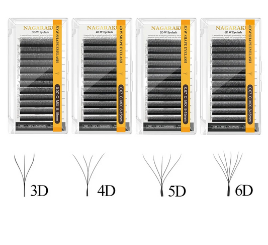 NAGARAKU Automatic Flowering W Shape  Bloom 3D 4D 5D 6D Premade Fans Eyelash Extensions Natural Soft Light Full Dense