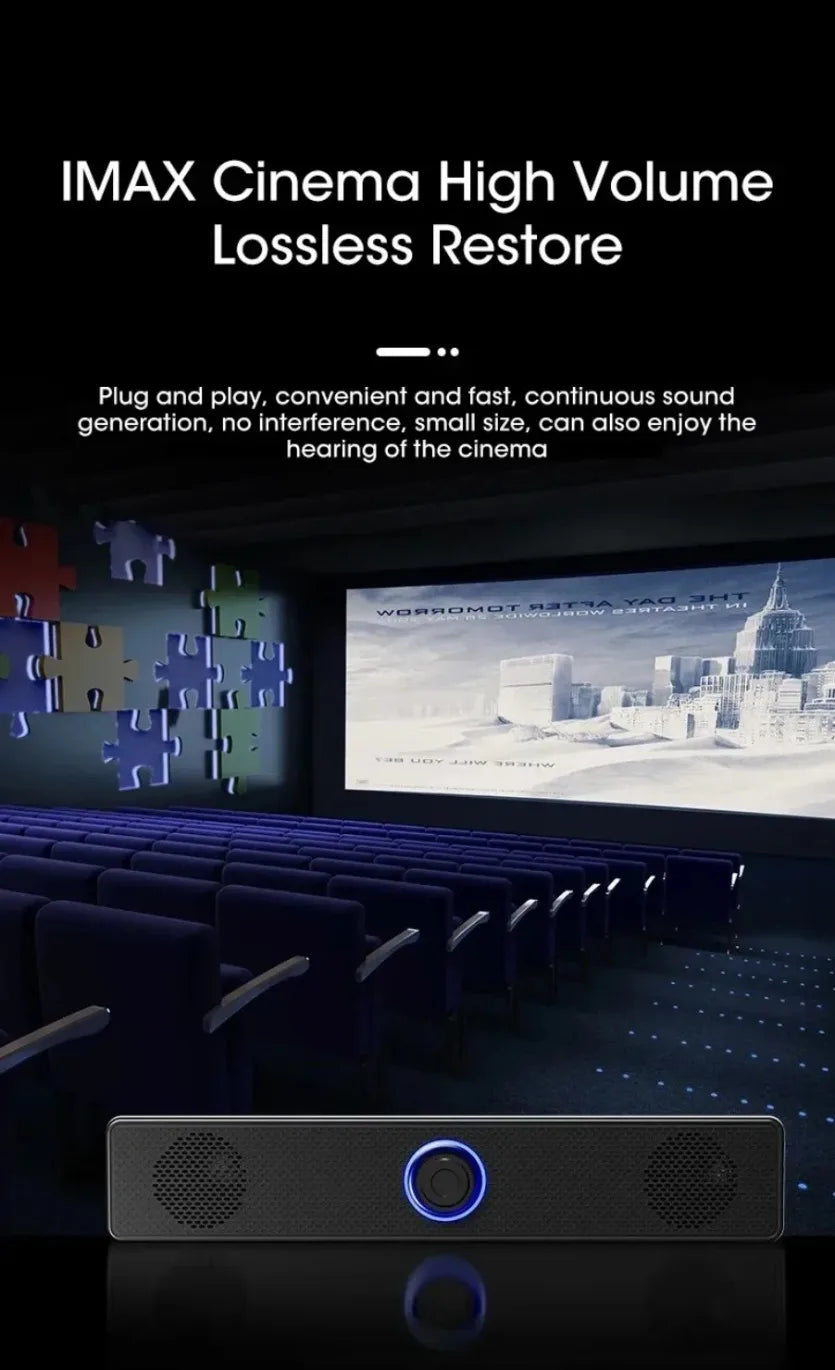 XIKCU Wireless Bluetooth and PC Soundbar Wired Speaker USB Powered Soundbar for TV Pc Laptop Home Theater Surround Audio System