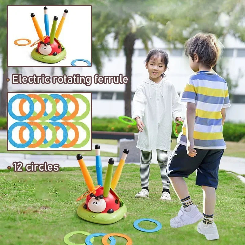 Musical Jump Sports Toys 5 in 1 3 in 1 Toss Ring Game Toy and Shooting Launcher for Kids Ladybug Multifunction Outdoor Machine