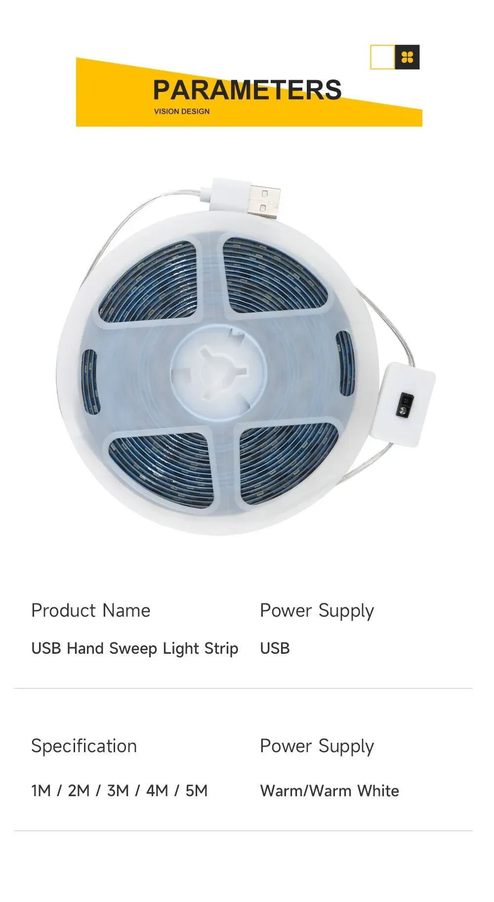 USB LED Light Strip Hand Scan Sensor Light 60LEDs/m DC5V Waterproof BackLight Flexible Lights Strip for Stairs Cabinets Bedroom