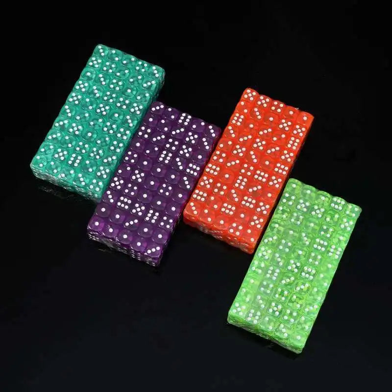 100PCS  D6 Dice 12mm 6 Sided Multicolor Transparent Color Acrylic Rounded Edges Dice For Table