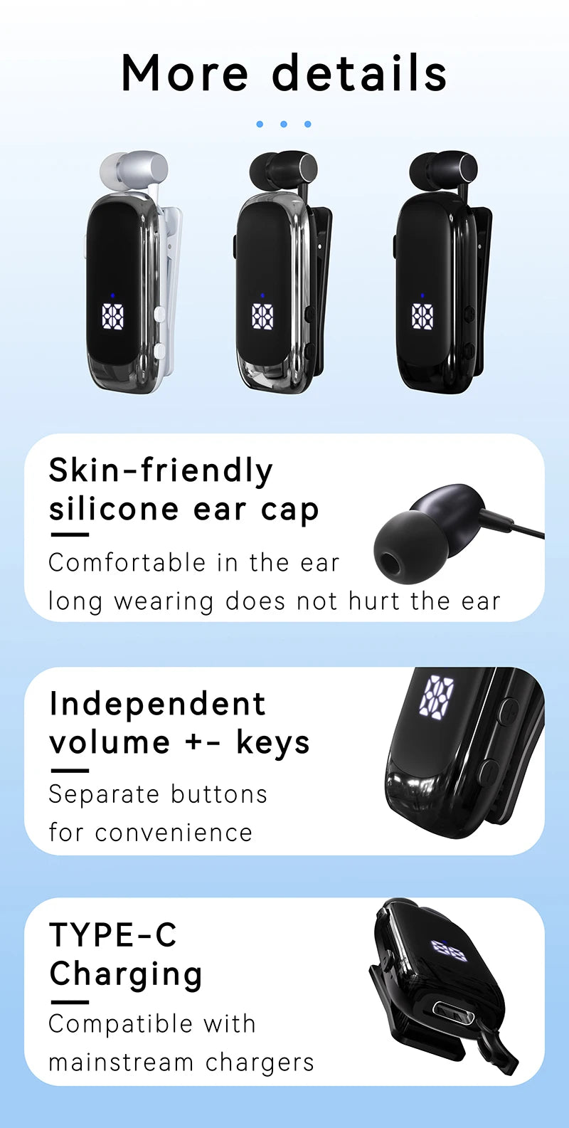 New K88 Lavalier Business Headset Bluetooth 5.4 Bass Earphone Call Vibration Reminder+Voice Number Reporting Wireless Headphone