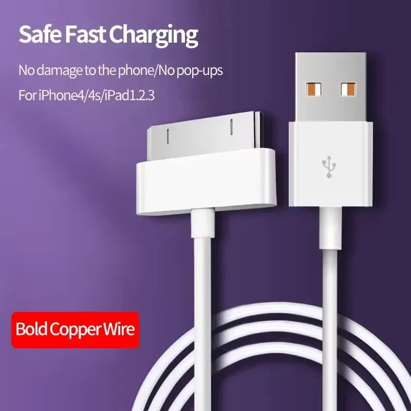 30 Pin USB Cable Charge Fast Charging for iPhone 4S 4 3GS 3G iPad 1 2 3 iPod Nano itouch 30 Pin Charger Adapter Data Sync Cord