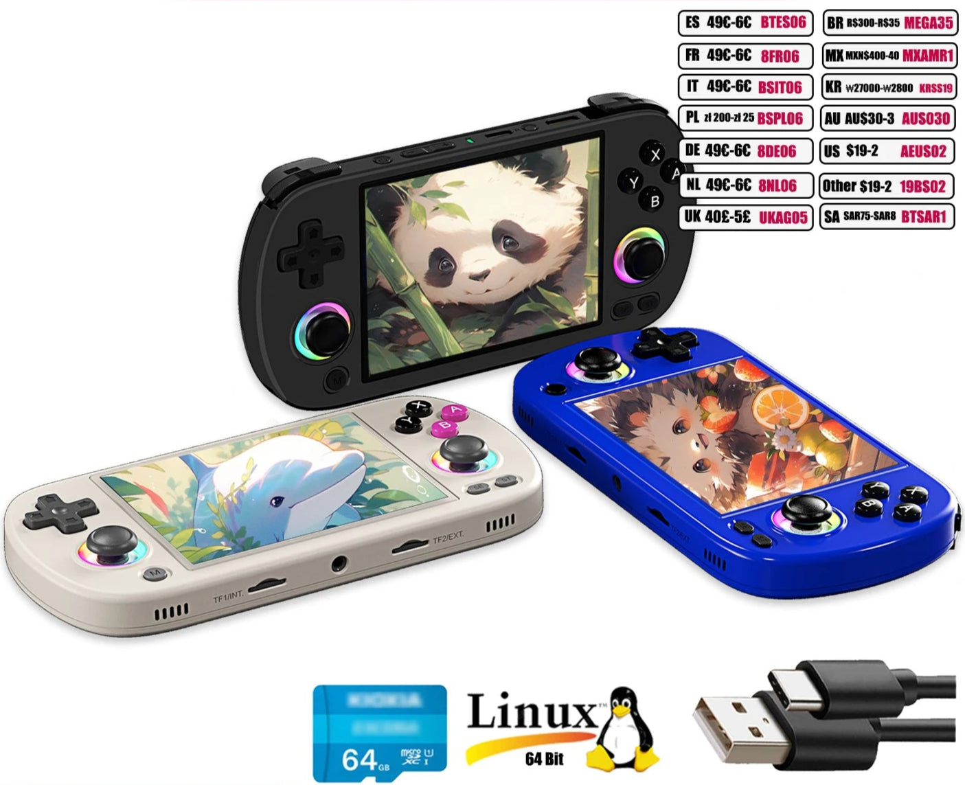 ANBERNIC RG40XX H Handheld Game Console 4.0-in 640*480 IPS Screen 3200mAh 64 Bit System With RGB Light Built in 5K+Games RG40XXH