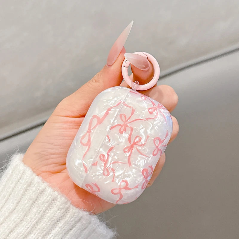 For Airpods 4 3 2 1 Case Cute Glitter Bow knot Shell pattern Crystal Soft Clear Earphone Cover For Airpods Pro 2 2nd Protective
