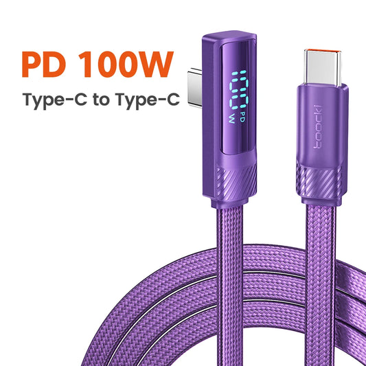 Toocki PD 100W 90 Degree USB Type C Cable to USB C Fast Cahrging for Macbook Xiaomi Huawei OPPO Samsung Huawei Display Cable