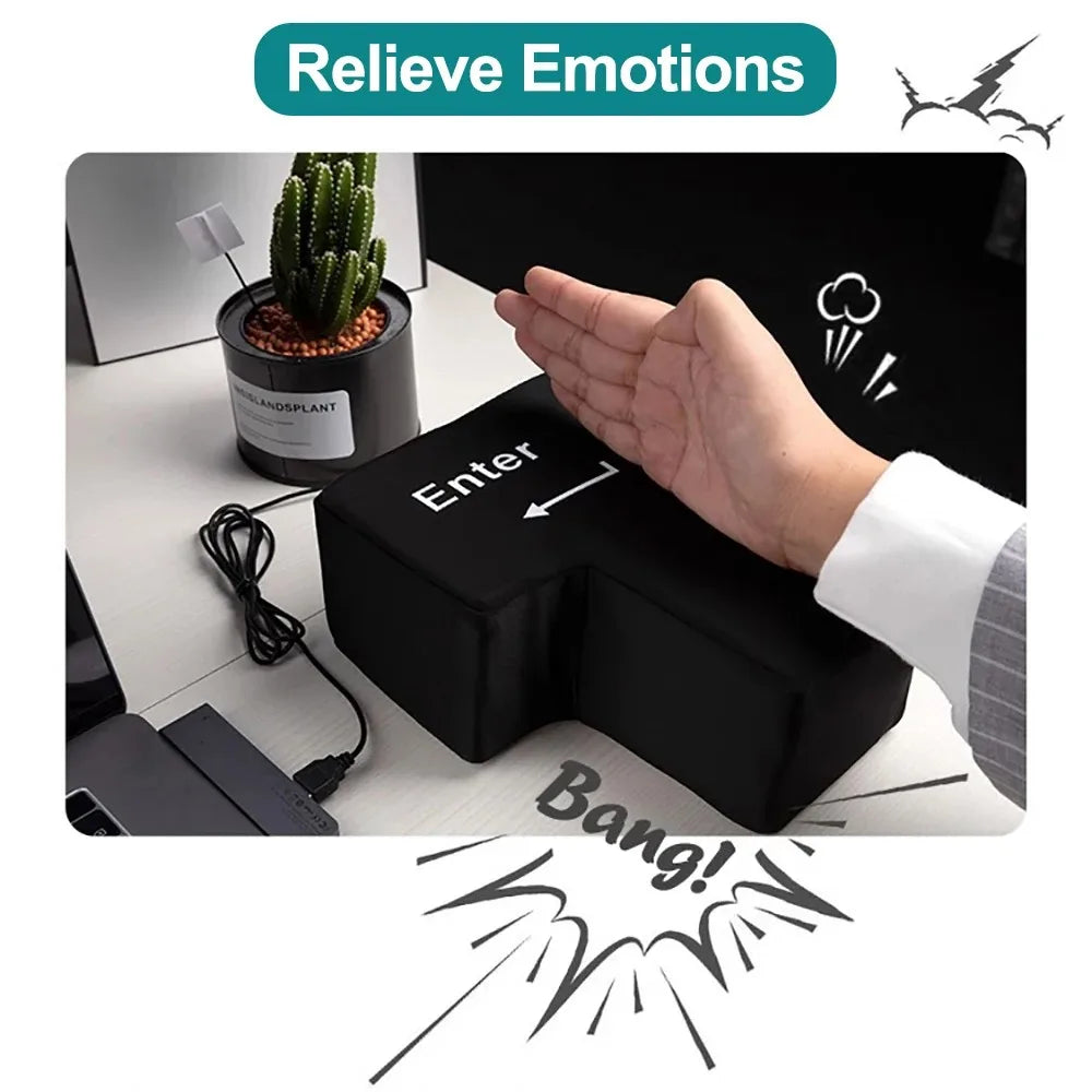 Big USB Enter Key Mouse Anti Stress Button Decompression Computer Any Vent Pillows Button Desktop Pillow For Programmer Worker