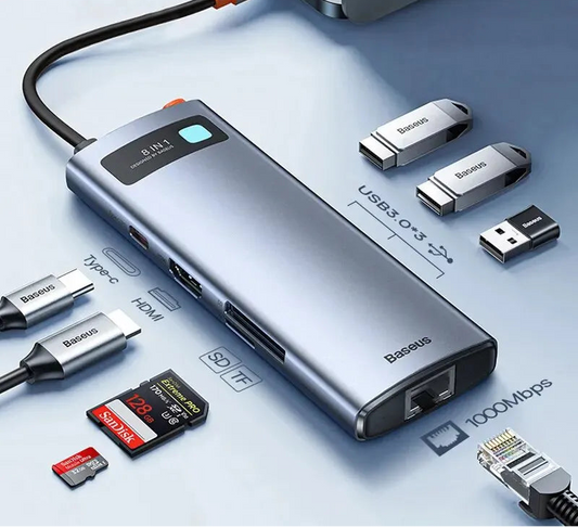 Baseus 4K 60Hz USB C Hub Type C to Ethernet Port PD 100W Adapter for Macbook Pro USB 3.0 Hub Laptop Tablet Accessories