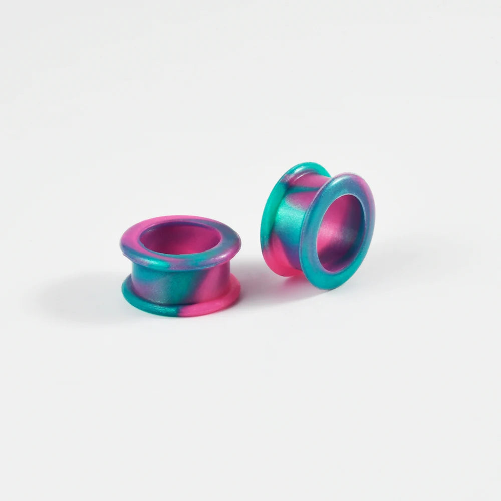 1Pair Uneven Colored  Marble Color Thick Silicone Ear Tunnel Earrings Expander Double Flared Gauges  Plug Piercing  8mm-38mm