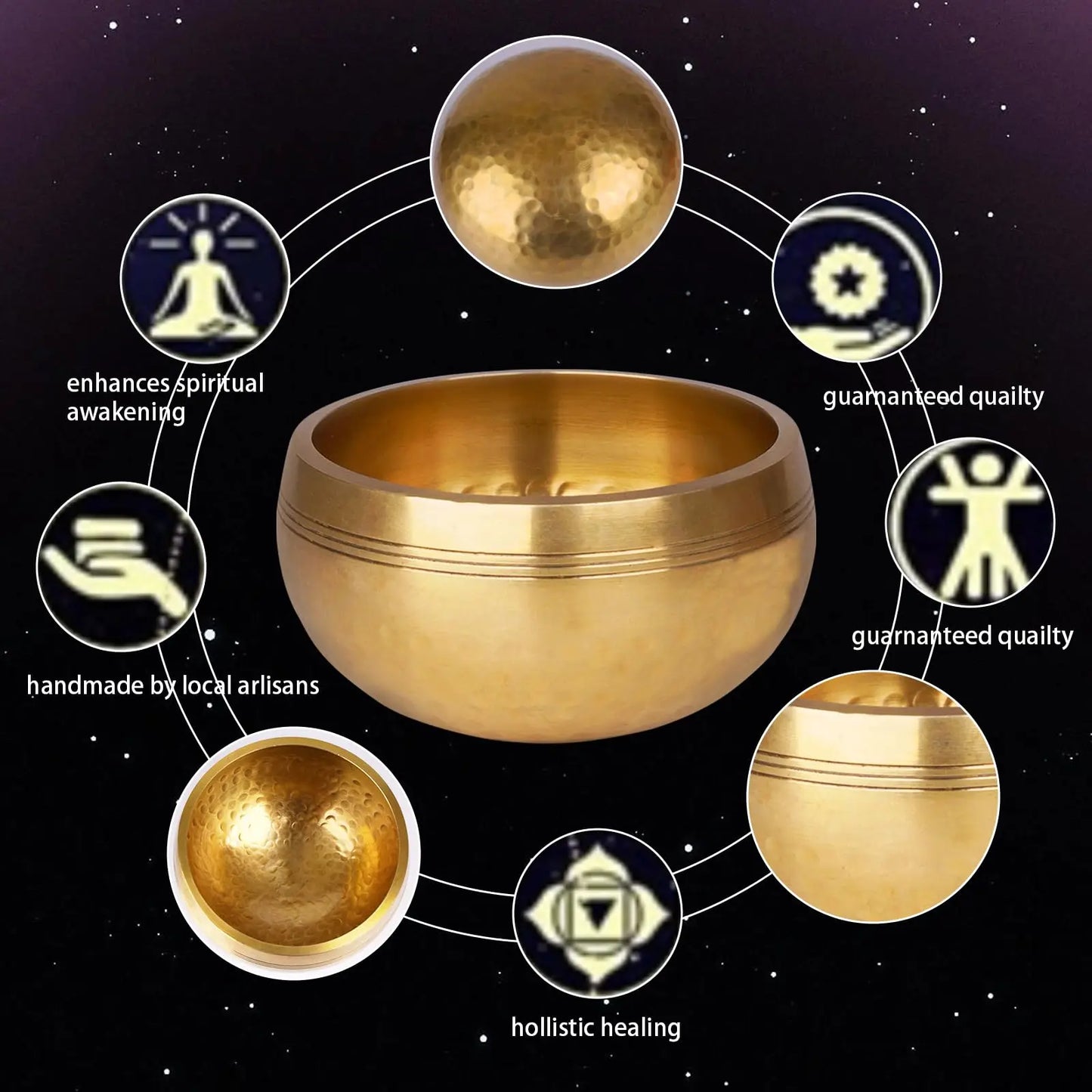 Tibetan Singing Bowl Set Sound Bowl Meditation Bowl Unique Gift Helpful for Meditation Yoga Stress Relief