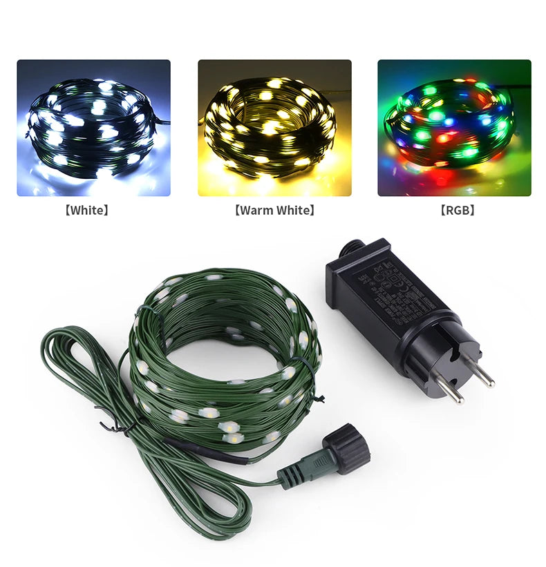 30M 20M 50M 10M 100M LED String Light 24V RGB Warm White Waterproof Outdoor Garland Christmas Decoration Garden Xmas Lights