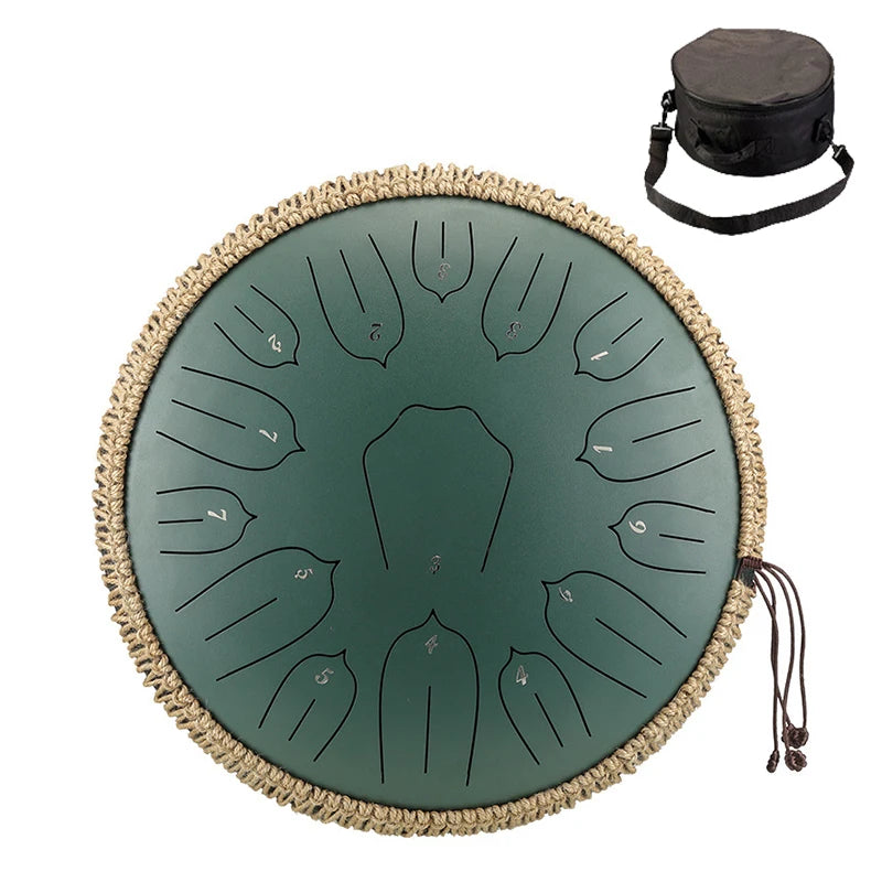 Hluru Music Drum 13 Inch 15 Notes Glucophone Steel Tongue Drum 15 Notes D Tone Ethereal Drum  Percussion Musical Instruments