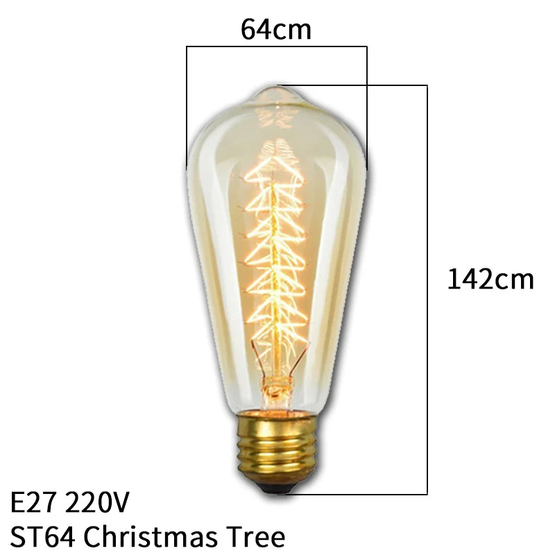 4pcs/lot Retro Edison Light Bulb E27 220V 40W ST64 G80 G95 T10 T45 T185 A19 A60 Filament Light Vintage Ampoule Edison Lamp