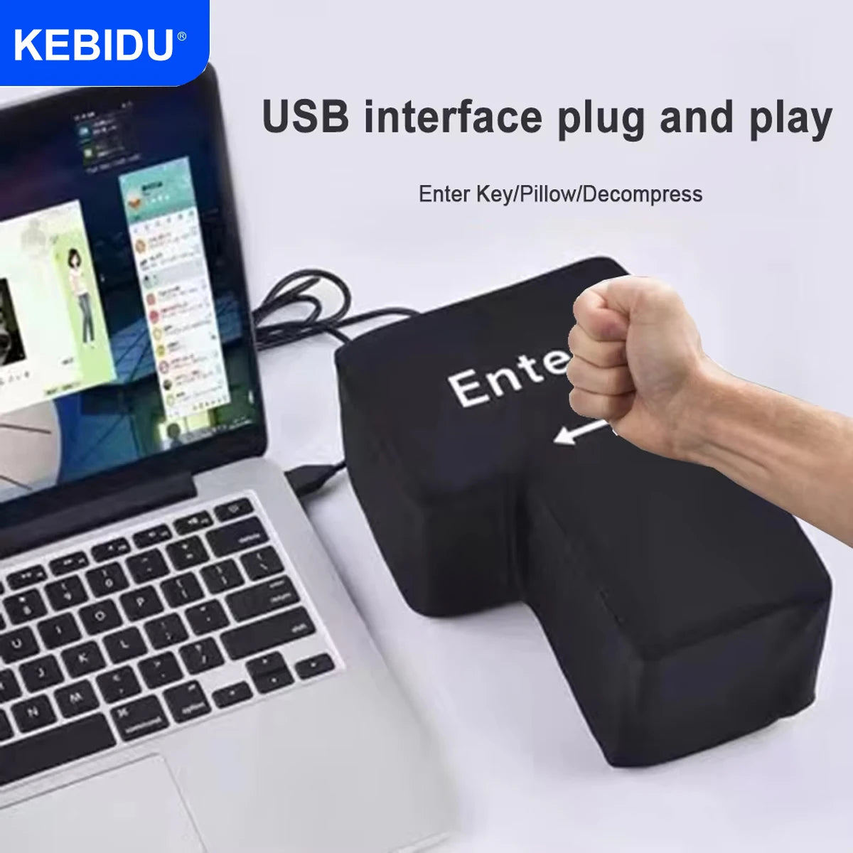Big USB Enter Key Mouse Anti Stress Button Decompression Computer Any Vent Pillows Button Desktop Pillow For Programmer Worker