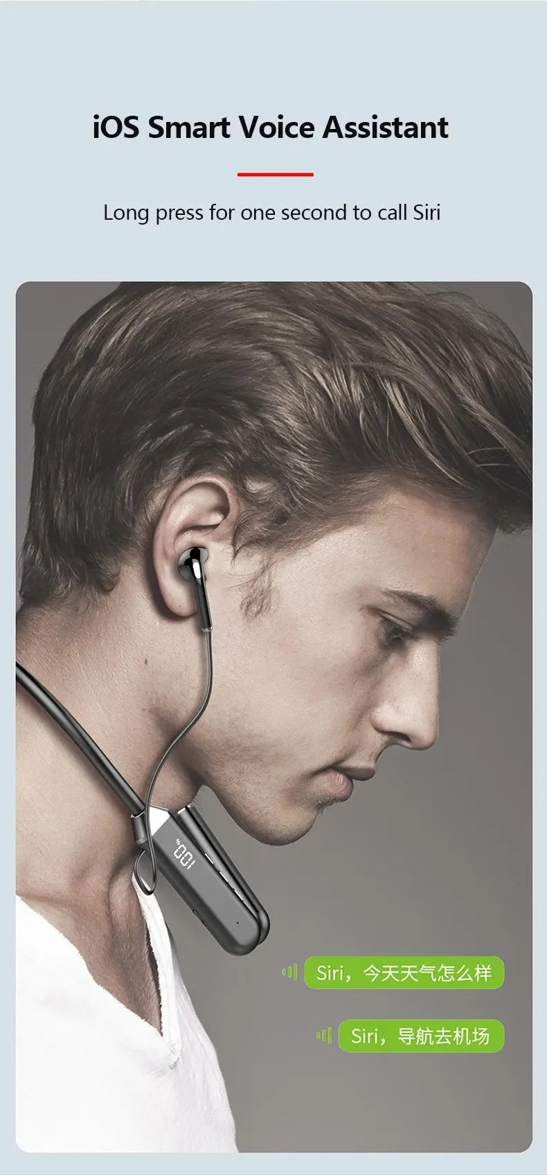 New Sport Neckband Earphone Wireless Headphone audífonos bluetooth inalámbrico Gaming LED Display ear buds for xiaomi huawei