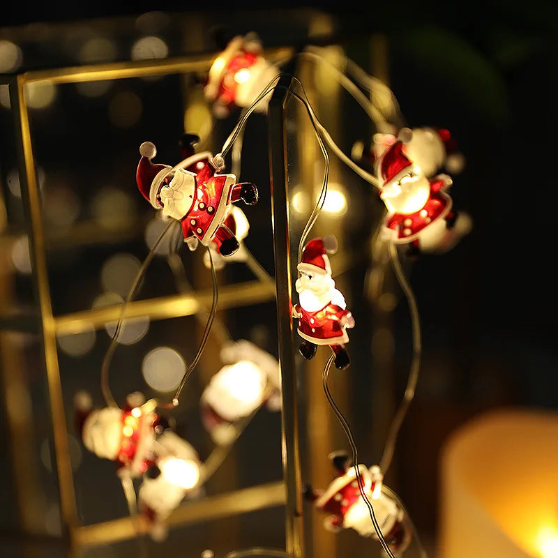 2M Fairy String Lights Santa Claus Snowman LED Garland String Lights Bedroom Garden Decorations 2024 Merry Christmas Supplies
